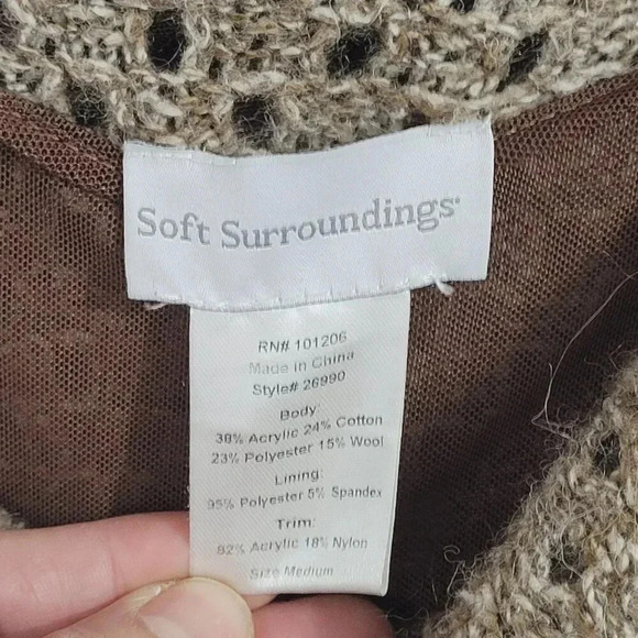 Soft Surroundings Womens Medium Open Knit Cowl Neck Sweater Acrylic Cotton  4CT - Picture 4 of 7